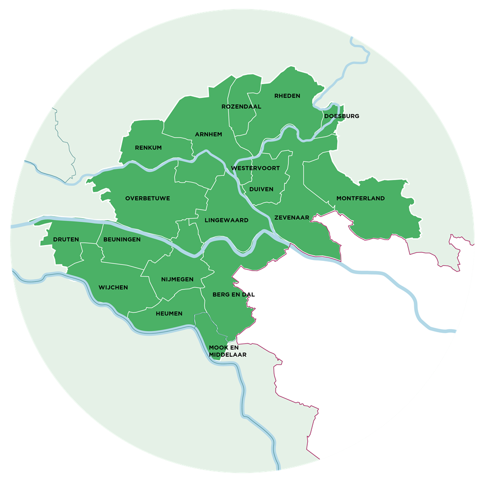 Kaart van de gemeenten van de GMR
